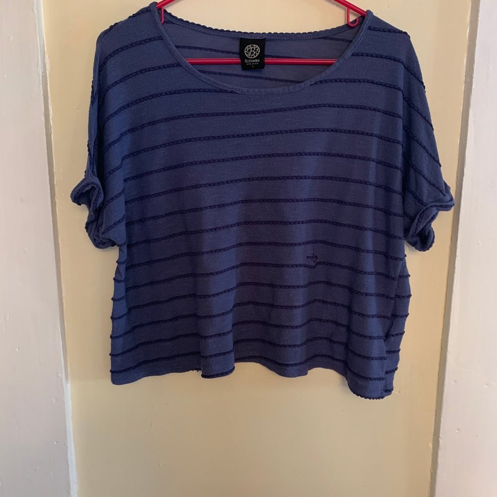 Bobeau Blue Stripes Crop Top Small